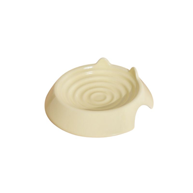Ceramic Feeding Dish for Small Animals｜Low-Rim Flat Plate for Cats, Small Dogs
