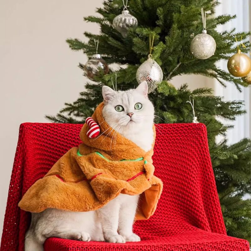 Winter Warm Pet Cape – Windproof Cloak for Cats & Small Dogs, One Size Fits Most