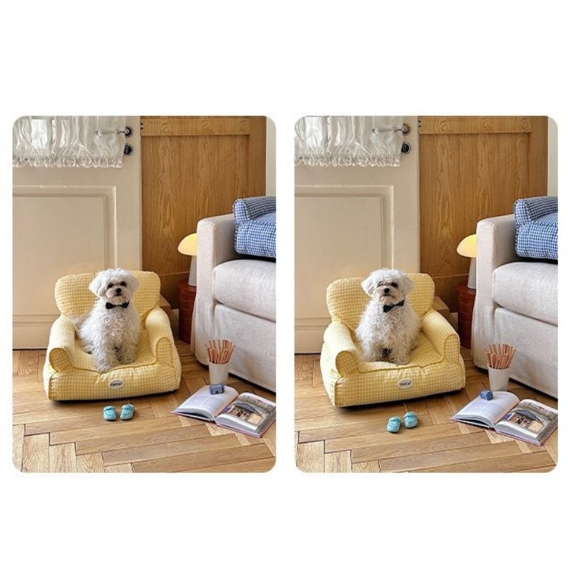 Animal Cotton & Linen Pet Sofa Bed｜Removable Cover Lounger for Cats, Small Dogs