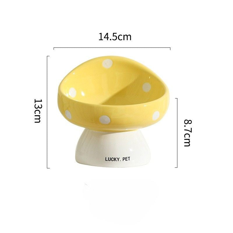 Mushroom Design Ceramic Elevated Pet Bowl