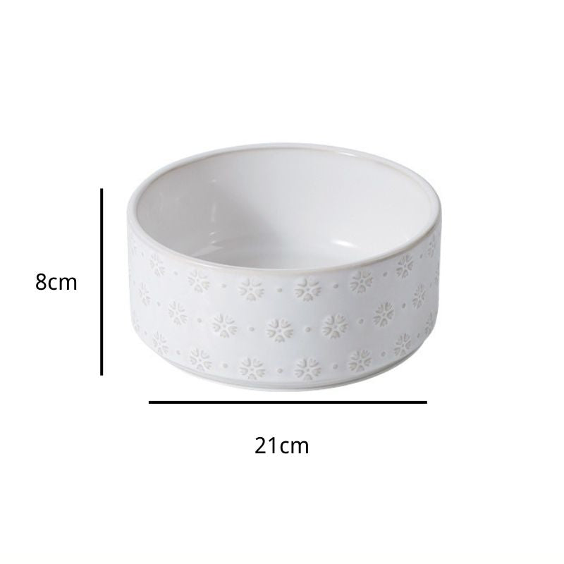 Acacia Wood Base Embossed Pet Bowl | Oriental Aesthetic, Friendly for Small & Medium Pets