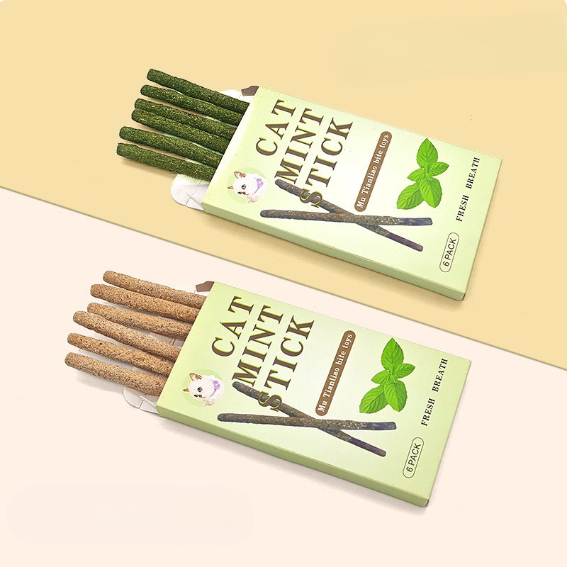 Cat Grass Chew Sticks with Catnip & Matatabi – 6 Pack Dental Chewing Toys for Cats