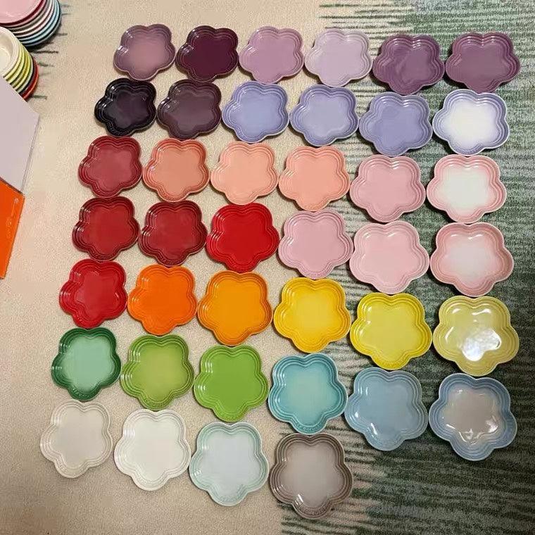 19 color rainbow plum blossom ceramic plate, French flower plate, dining plate, pet gradient - NoKa&AuroraStone