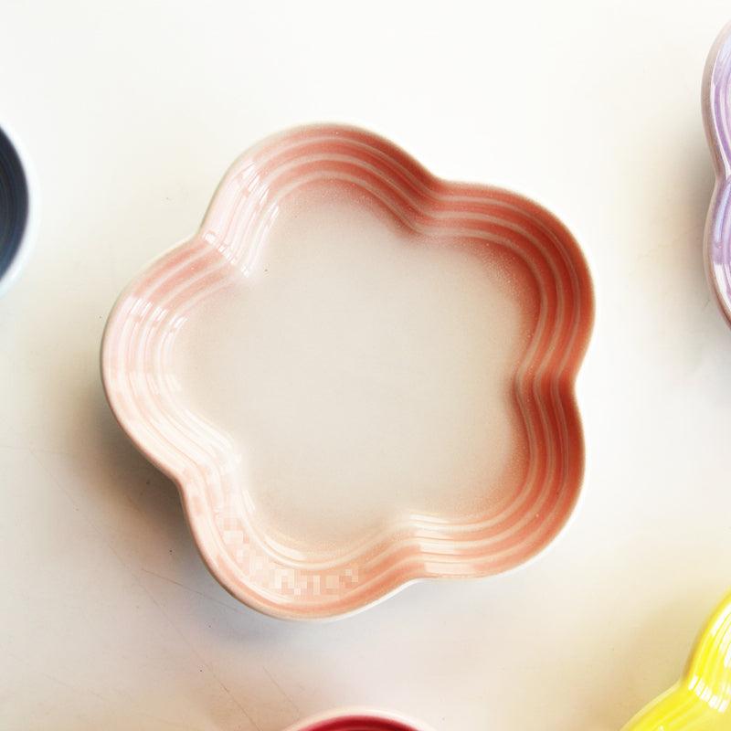 19 color rainbow plum blossom ceramic plate, French flower plate, dining plate, pet gradient - NoKa&AuroraStone