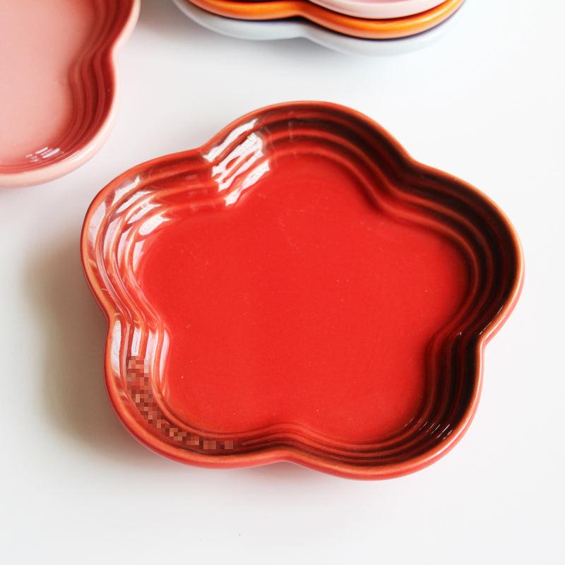 19 color rainbow plum blossom ceramic plate, French flower plate, dining plate, pet gradient - NoKa&AuroraStone