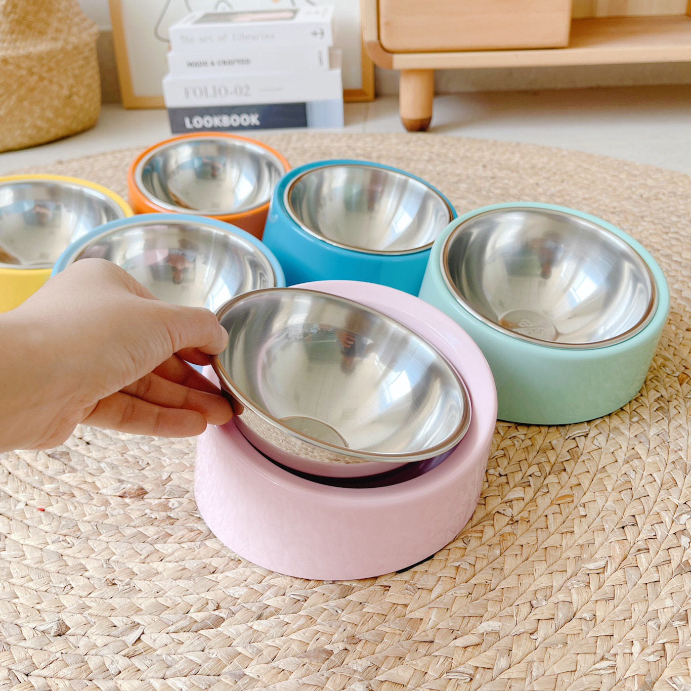 Tilted Stainless Steel Pet Bowl Non-Slip Feeding Dish for Cats & Dogs