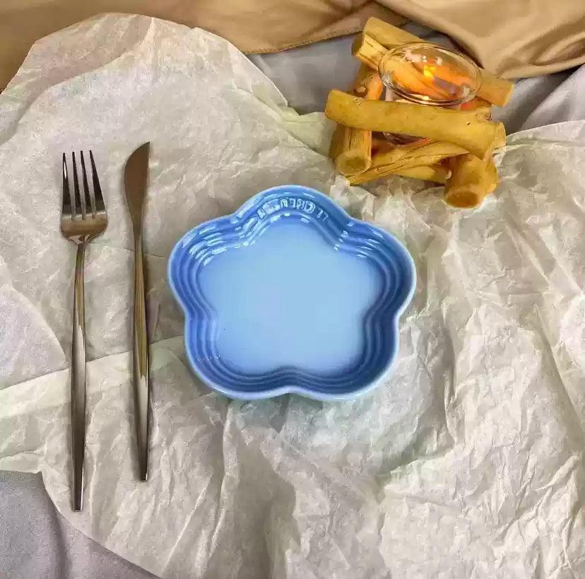 19 color rainbow plum blossom ceramic plate, French flower plate, dining plate, pet gradient - NoKa&AuroraStone