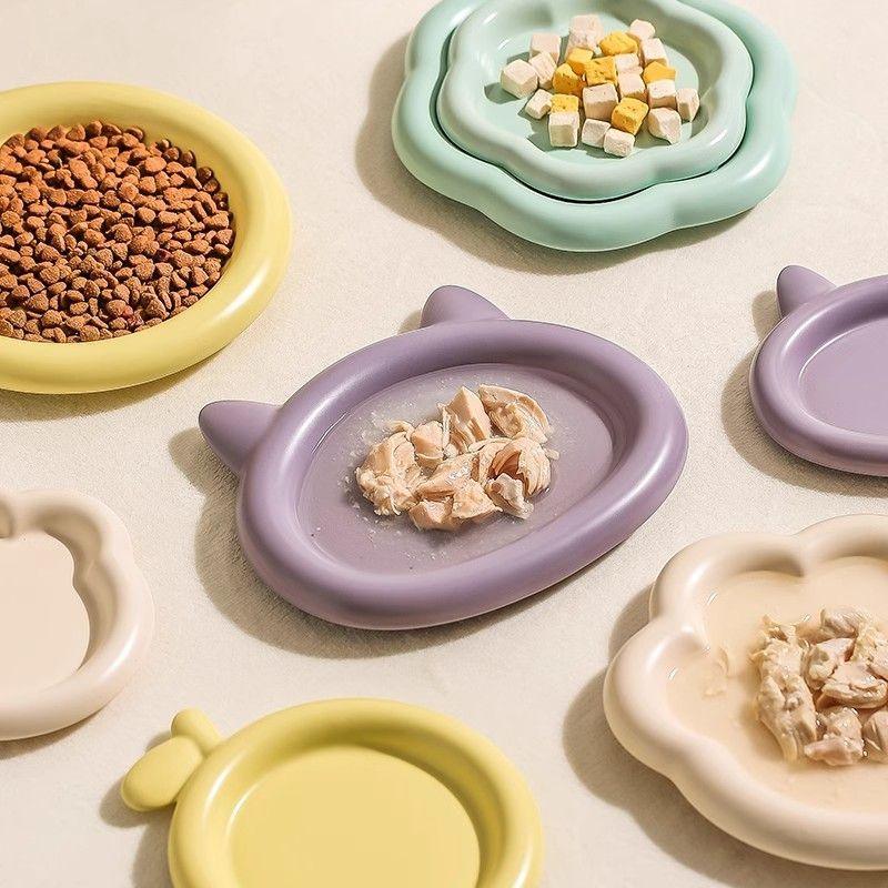 Canned Cat Bowl Ceramic Cat Bowl Cat Plate Large Diameter Rice Bowl Dinner Plate Cat Pet Bowl Shallow Mouth - NoKa&AuroraStone