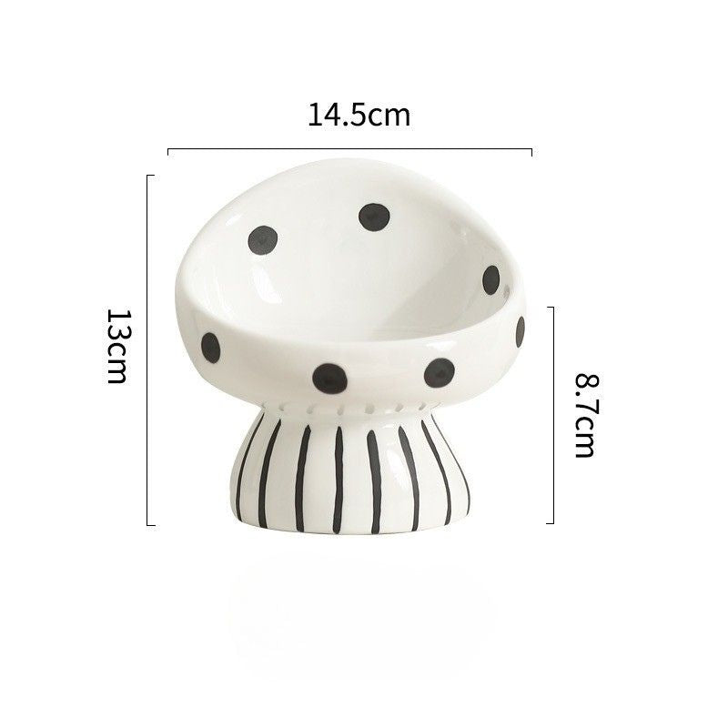 Mushroom Design Ceramic Elevated Pet Bowl