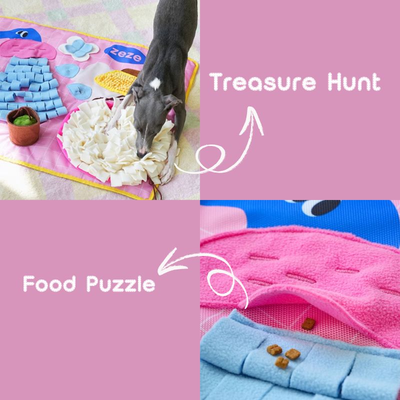 Vintage Bathroom Snuffle Mat | Interactive Slow Feeder with Hidden Treats & Squeaky Toys