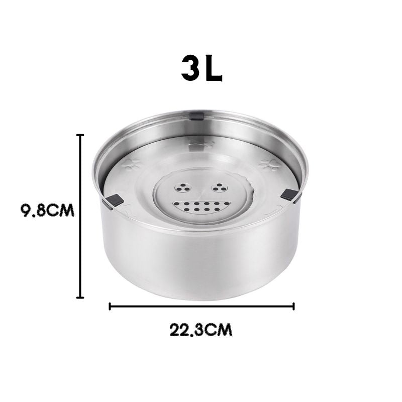 Spill-proof stainless steel cat and dog water bowl 3L 5L