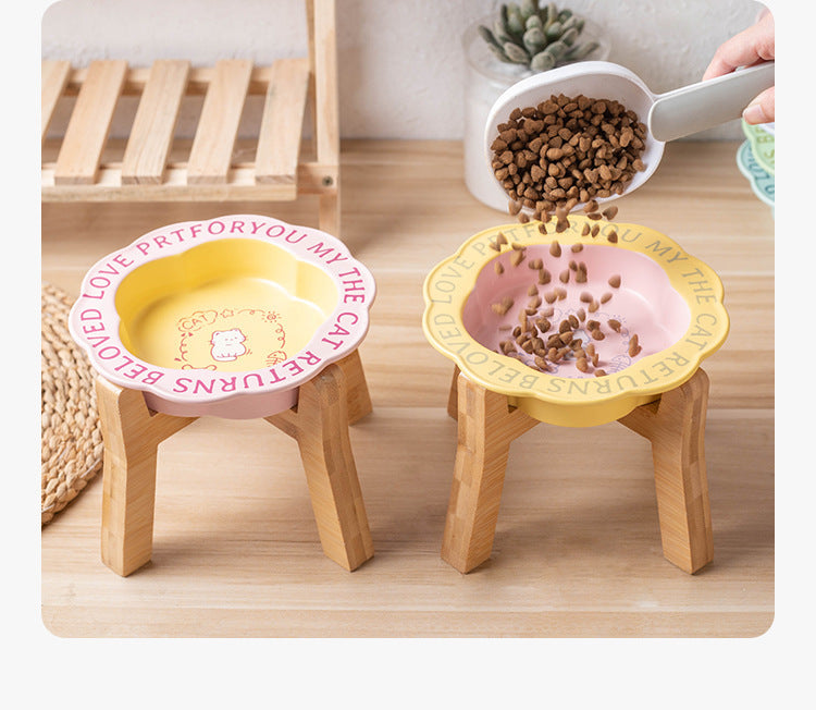 Princess-Style Porcelain Pet Bowl | Lace Edge & Easy-Clean