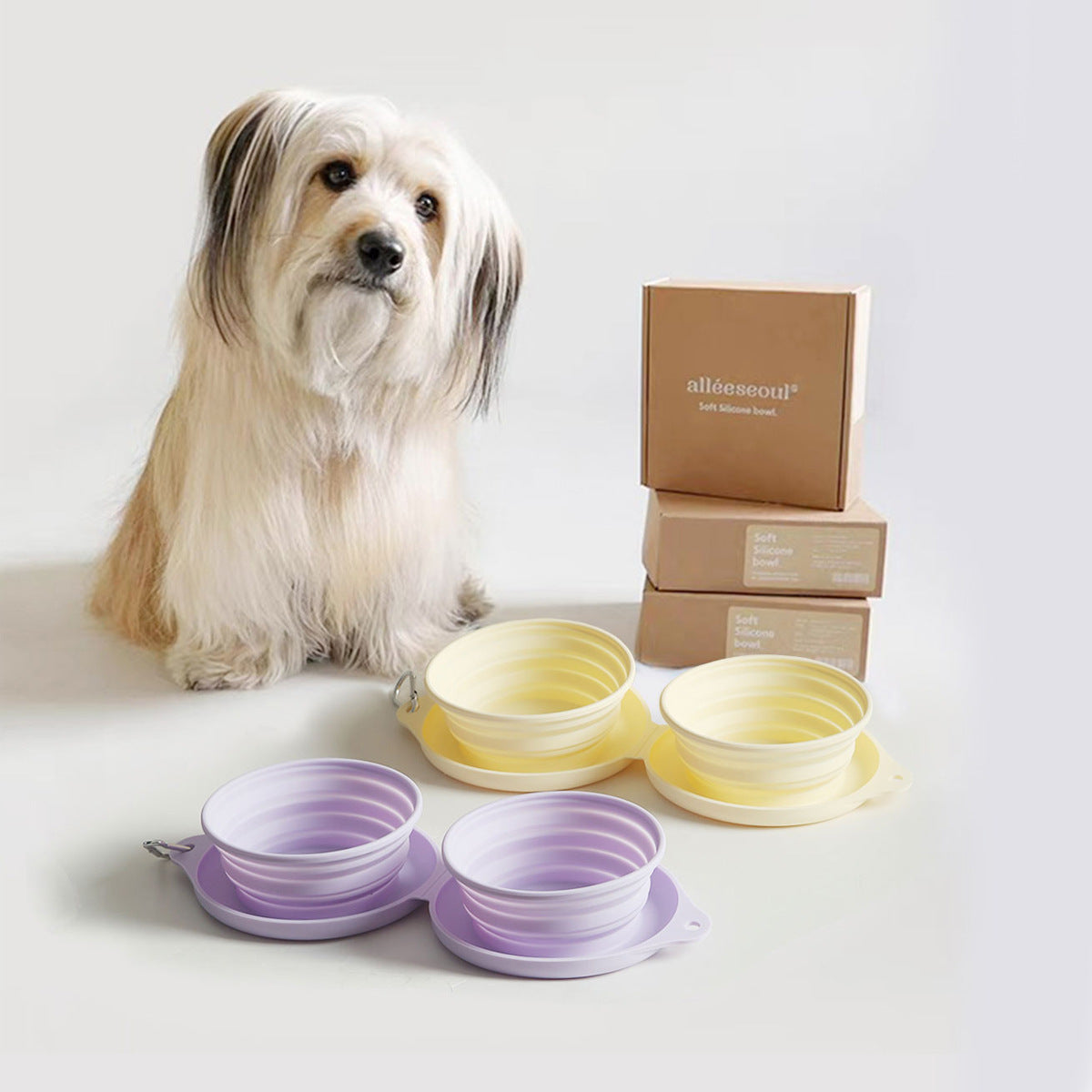 Portable Collapsible pet Travel Bowl – Hanging Silicone  Food & Water Outdoors