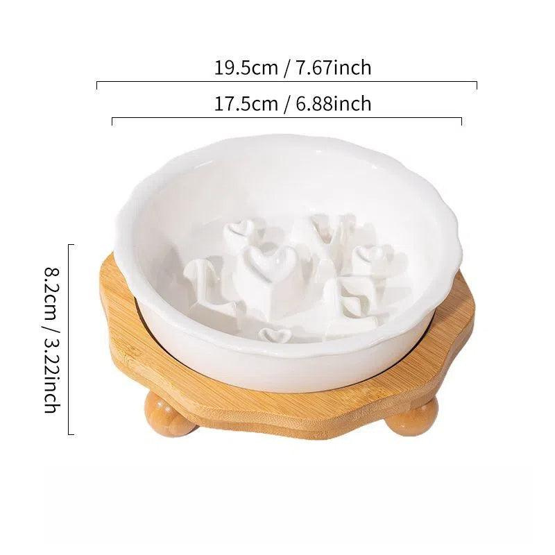 Love Series Ceramic Dog Slow Food Bowl Cat Small Dog Anti-choking Anti-slip Cervical Cute Pet Bowl Slow Food Basin - NoKa&AuroraStone