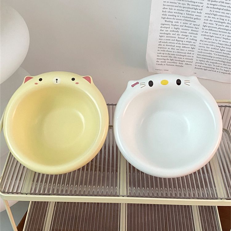 Blogger's Same Ceramic Cute Rice Bowl Cartoon Pig Cat Ceramic 5-inch Bowl New Cat Dog Bowl