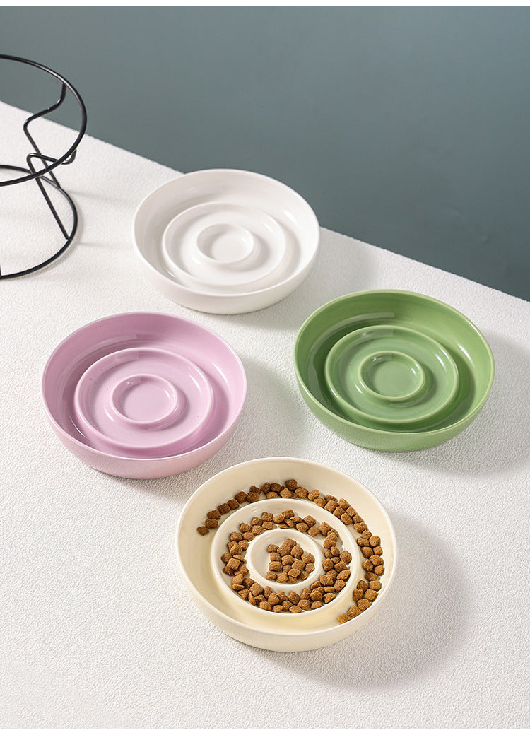 Ceramic Slow Feeder Bowl for Dogs & Cats – Anti-Gulping Design for Healthy Eating