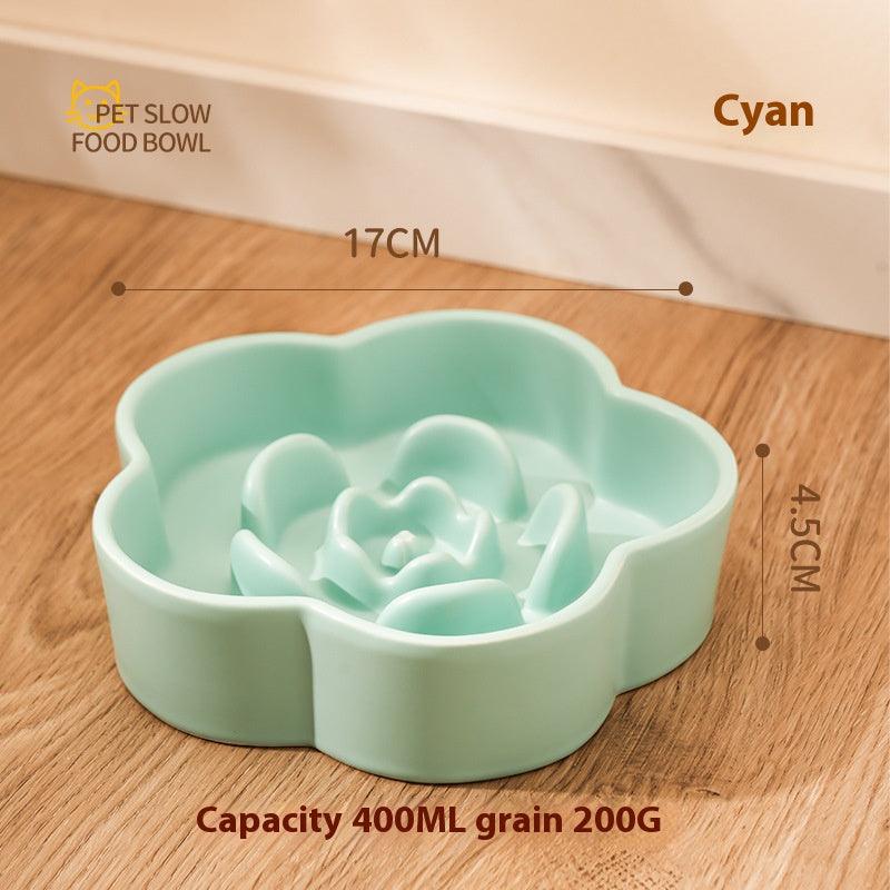 Ceramic Slow Food Bowl anti-choke cat food bowl prevent black chin small dog cat neck protection with wooden frame slow food bowl - NoKa&AuroraStone