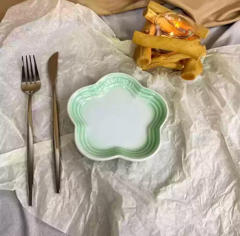 19 color rainbow plum blossom ceramic plate, French flower plate, dining plate, pet gradient - NoKa&AuroraStone