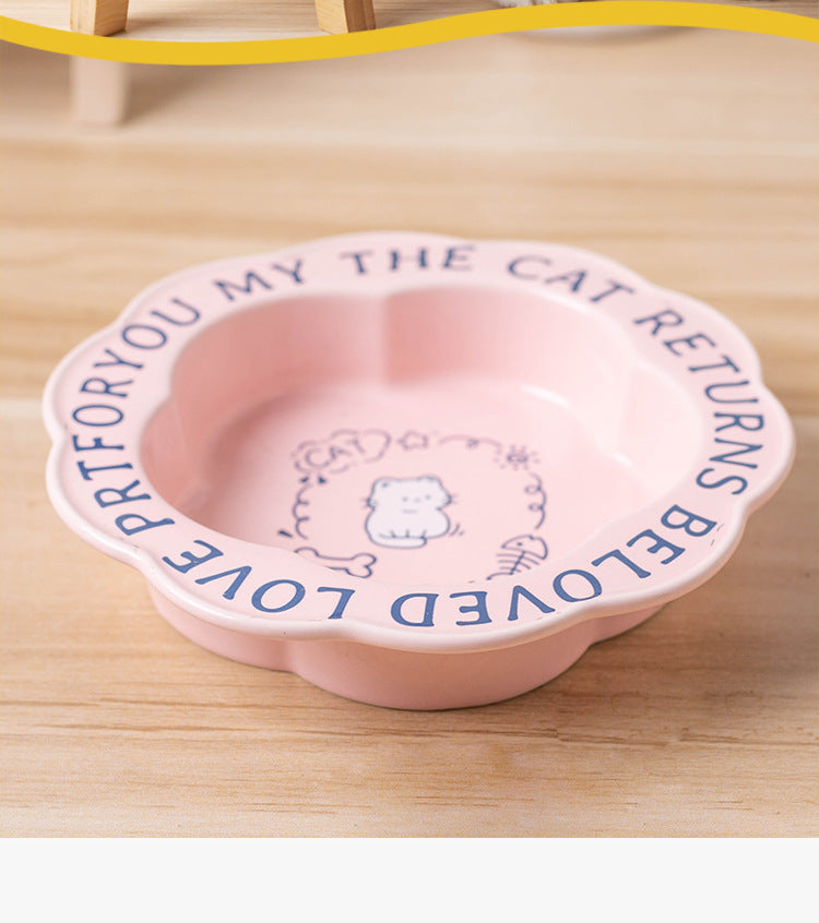 Princess-Style Porcelain Pet Bowl | Lace Edge & Easy-Clean