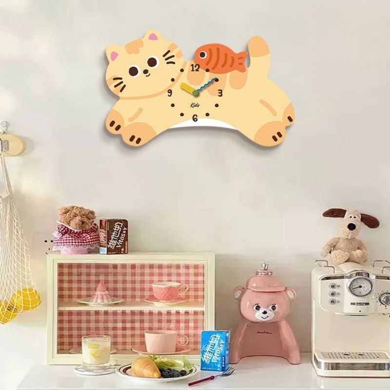 Acrylic Cat-Shaped Wall Clock | Silent Quartz Movement – Wall-Mount or Desktop