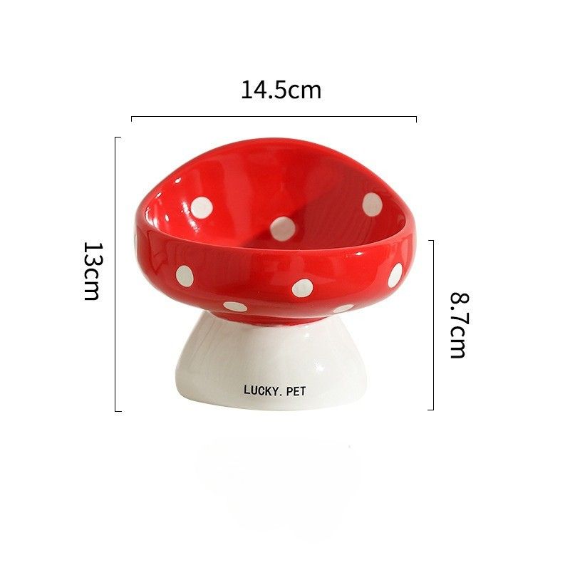 Mushroom Design Ceramic Elevated Pet Bowl