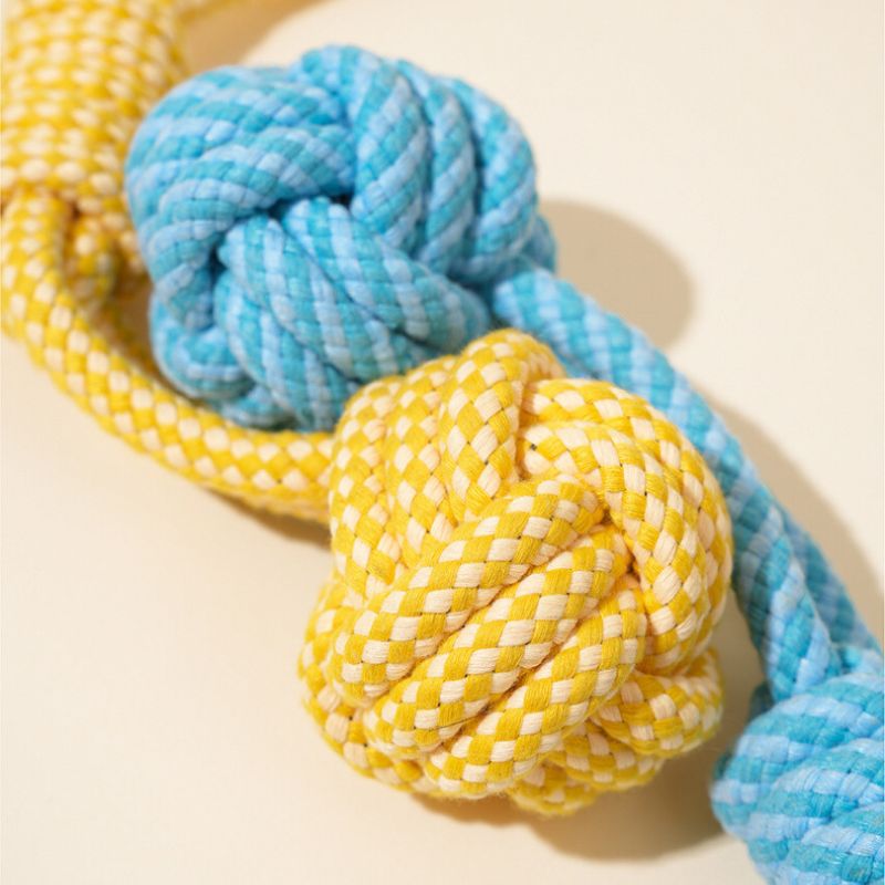 Macaron Rope Dog Toy | Eco-Friendly Cotton Tug & Chew | Dental Care & Interactive Play