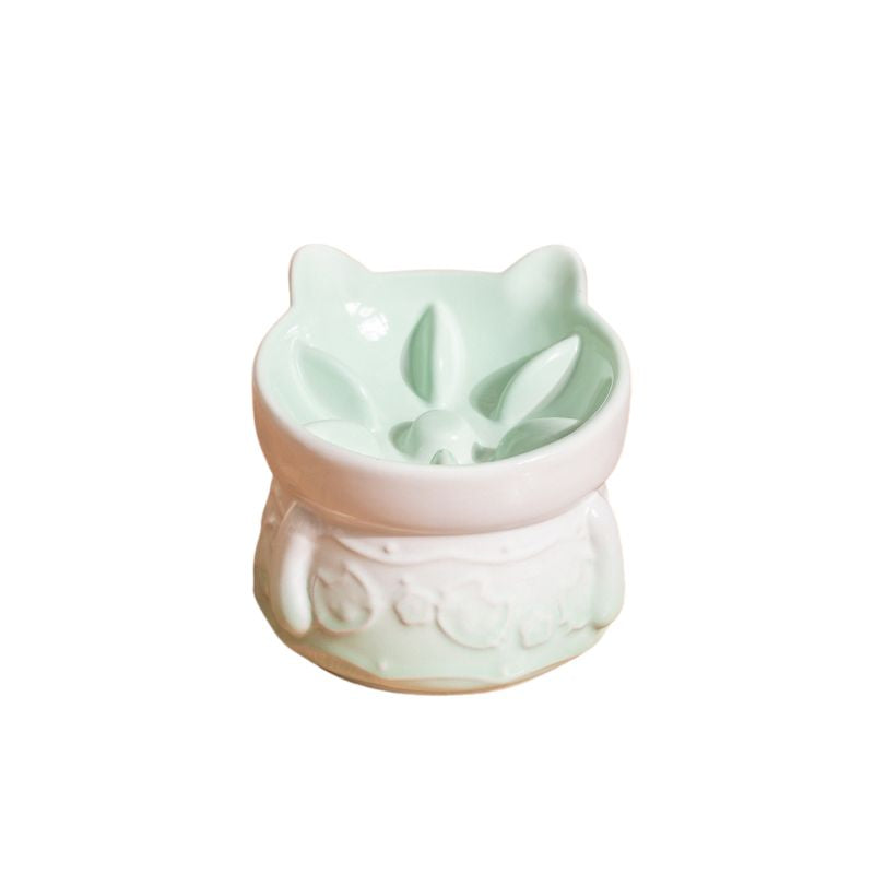 Elevated Ceramic Slow Feeder Bowl cat&small dog｜Anti-Choke Raised Dish