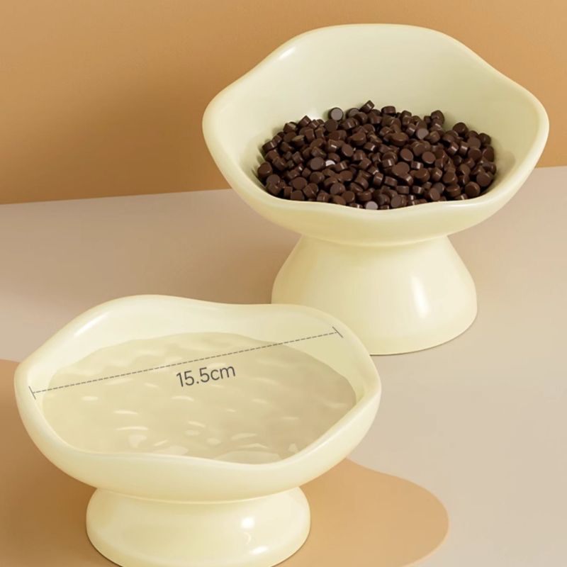 Hand-Pressed High Stand Ceramic Pet Bowl