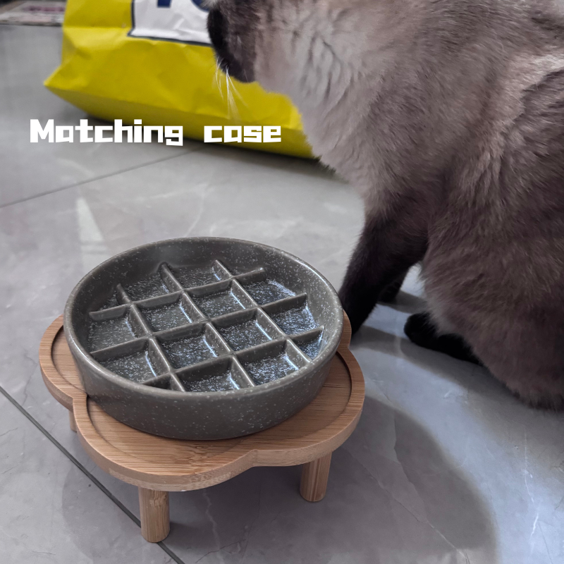 Elevated Bamboo Pet Bowl Stand | Natural Raised Feeder for Cats & Small Dogs  small size