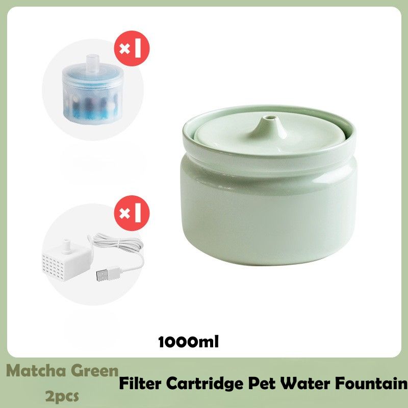 Zen-Inspired Ceramic Pet Fountain with Kiyoyu Motif｜Silent Flow｜Oriental Aesthetic for Cats & Dogs