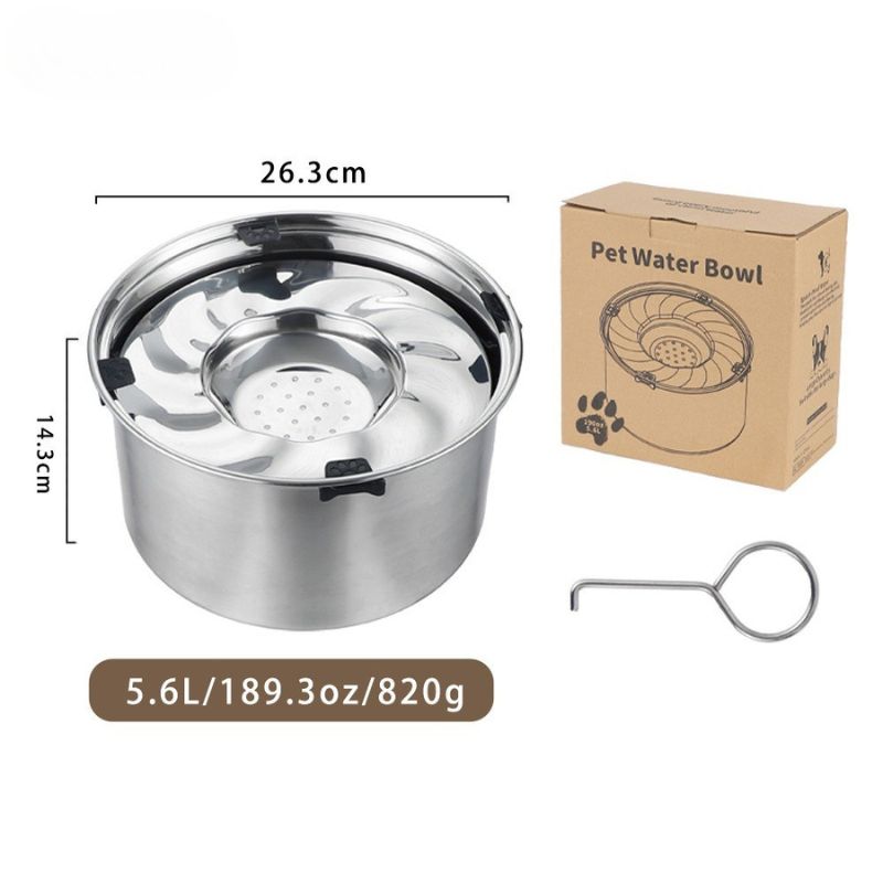 Spill-proof stainless steel cat and dog water bowl 3L 5L