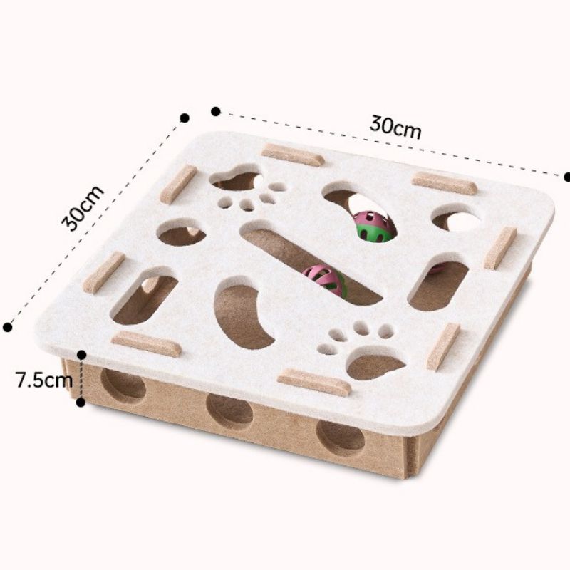 Interactive Felt Puzzle Box for Cats – Bell Ball Hide-and-Seek Maze Enrichment Toy