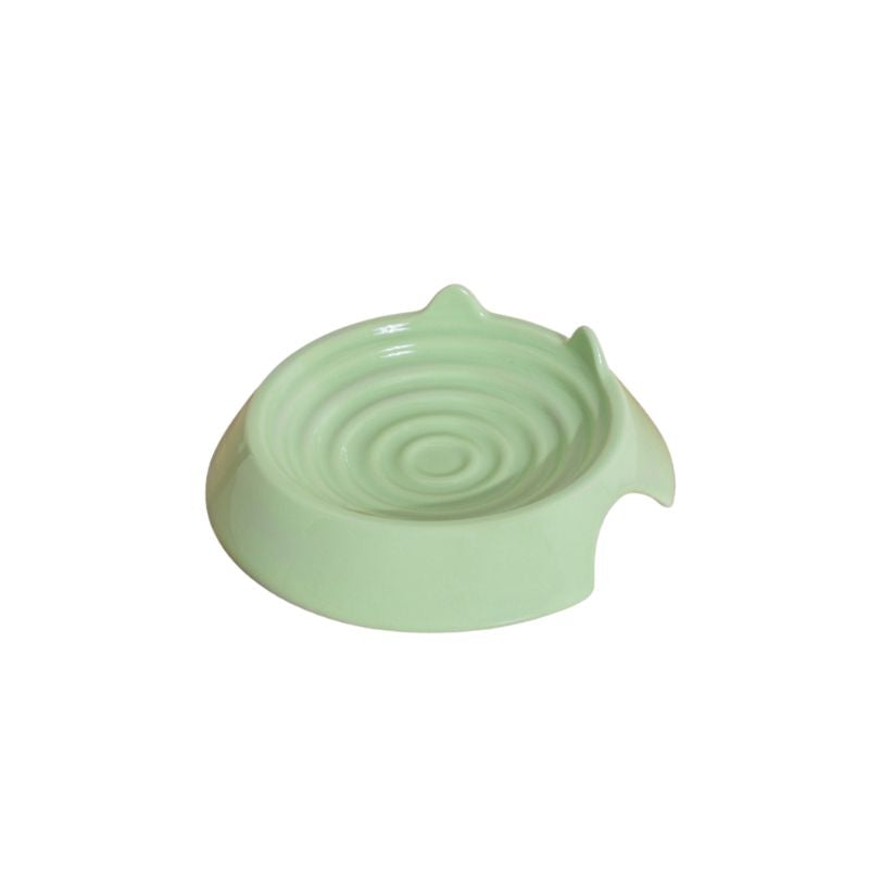 Ceramic Feeding Dish for Small Animals｜Low-Rim Flat Plate for Cats, Small Dogs