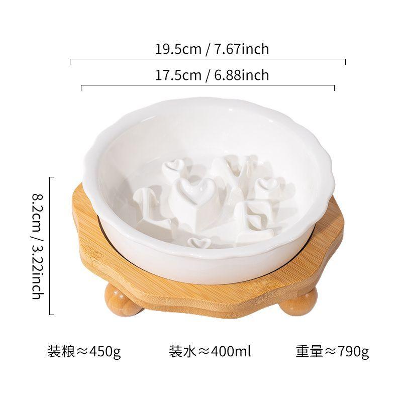 Love Series Ceramic Dog Slow Food Bowl Cat Small Dog Anti-choking Anti-slip Cervical Cute Pet Bowl Slow Food Basin - NoKa&AuroraStone