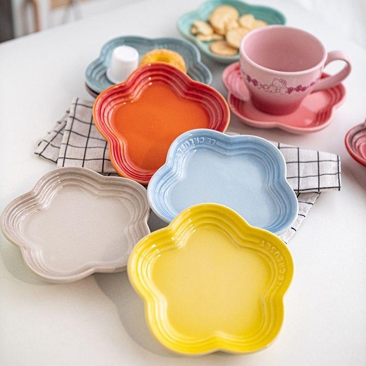 19 color rainbow plum blossom ceramic plate, French flower plate, dining plate, pet gradient - NoKa&AuroraStone