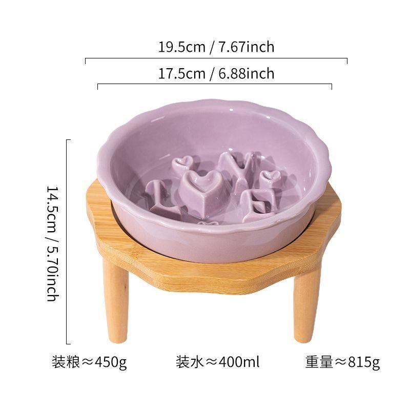 Love Series Ceramic Dog Slow Food Bowl Cat Small Dog Anti-choking Anti-slip Cervical Cute Pet Bowl Slow Food Basin - NoKa&AuroraStone