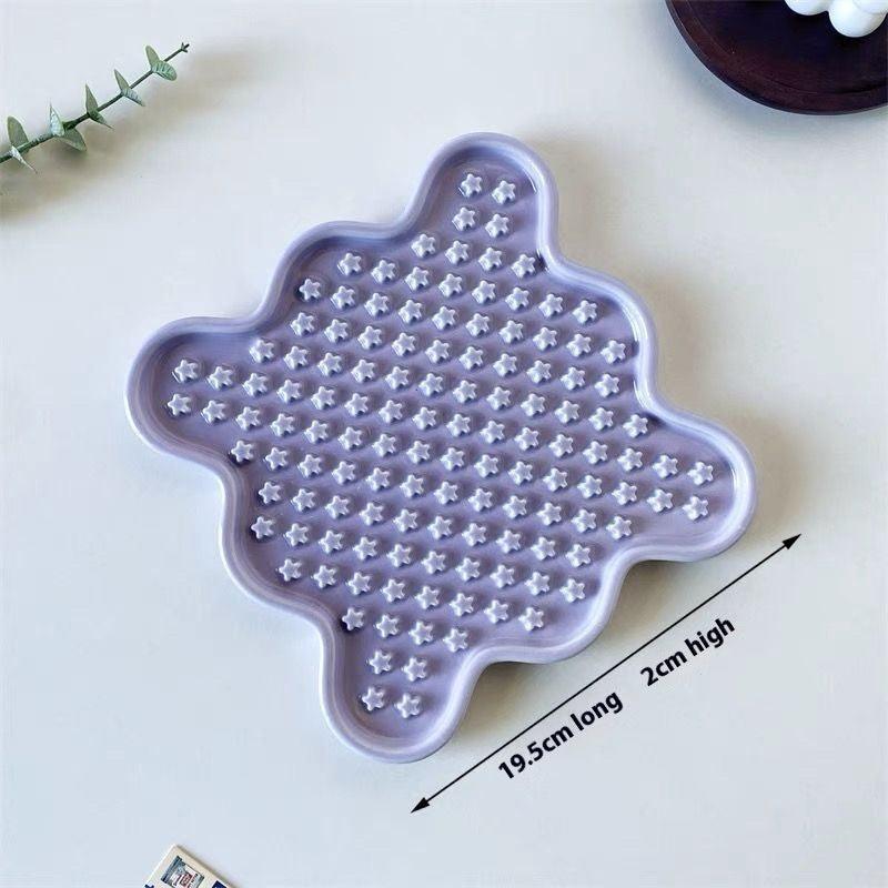 Dopamine cartoon cute ceramic pet canned food licking plate anti choking dog food basin anti black chin cat slow food plate - NoKa&AuroraStone