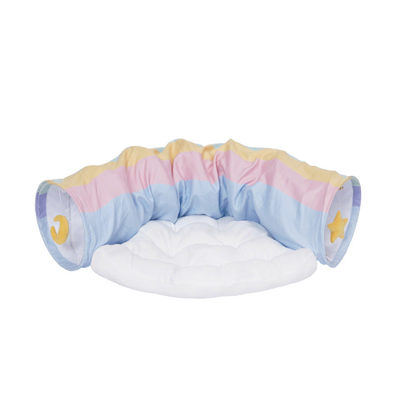 Detachable Rainbow Tunnel Bed for Cats