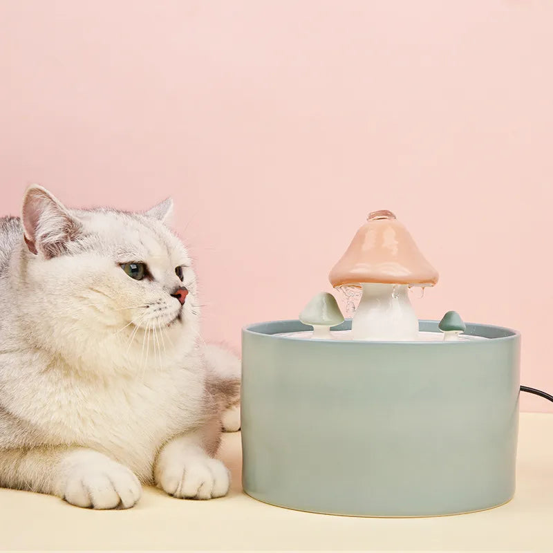 1500ml Ceramic Cat Water Fountain with 3Filters