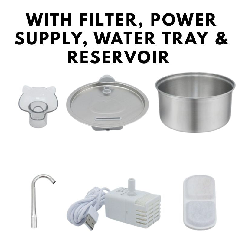 Large Capacity Stainless Steel Pet Water Fountain with Dual Outlets  3L 4L 8L