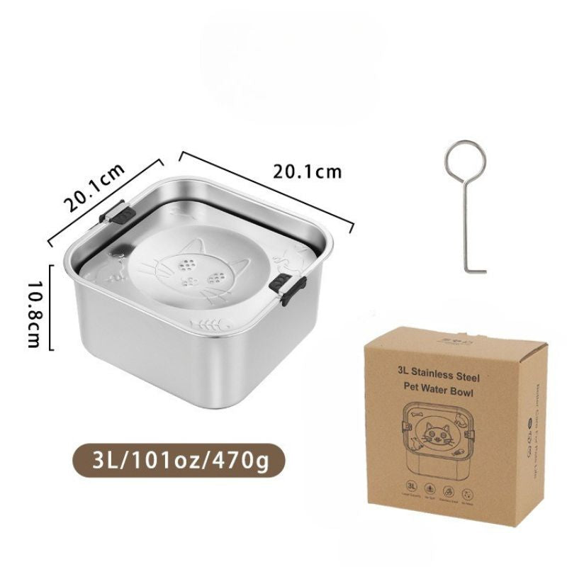 Spill-proof stainless steel cat and dog water bowl 3L 5L