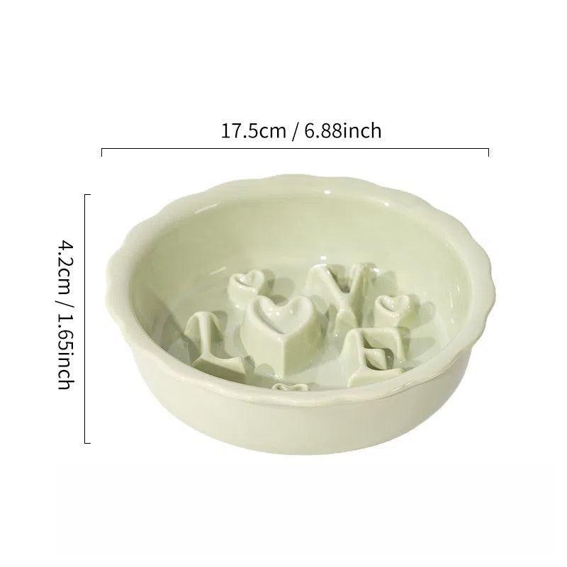 Love Series Ceramic Dog Slow Food Bowl Cat Small Dog Anti-choking Anti-slip Cervical Cute Pet Bowl Slow Food Basin - NoKa&AuroraStone