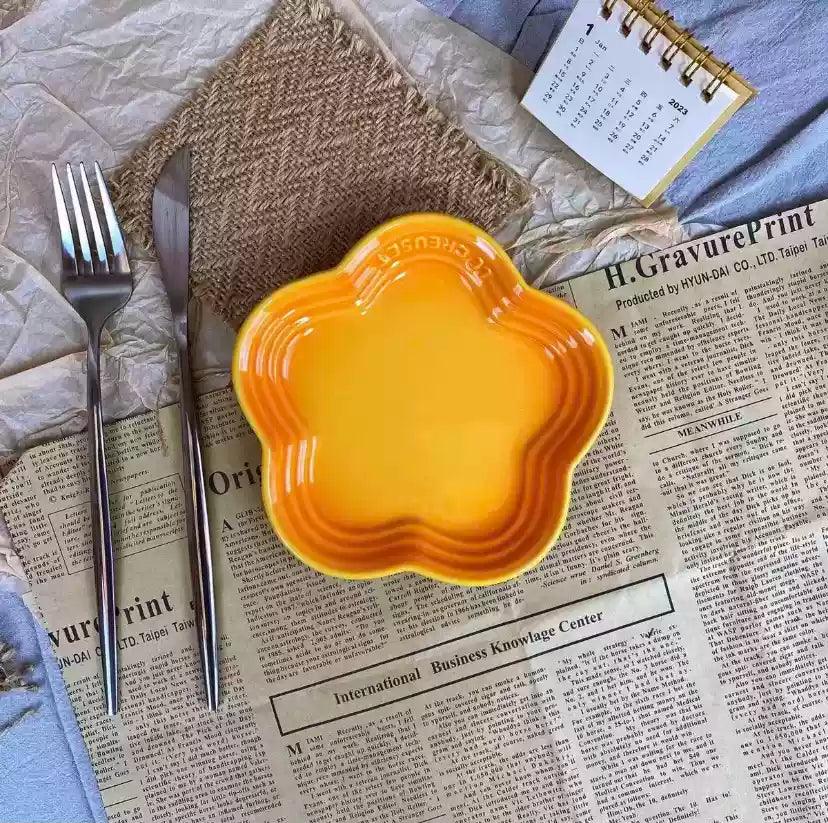 19 color rainbow plum blossom ceramic plate, French flower plate, dining plate, pet gradient - NoKa&AuroraStone