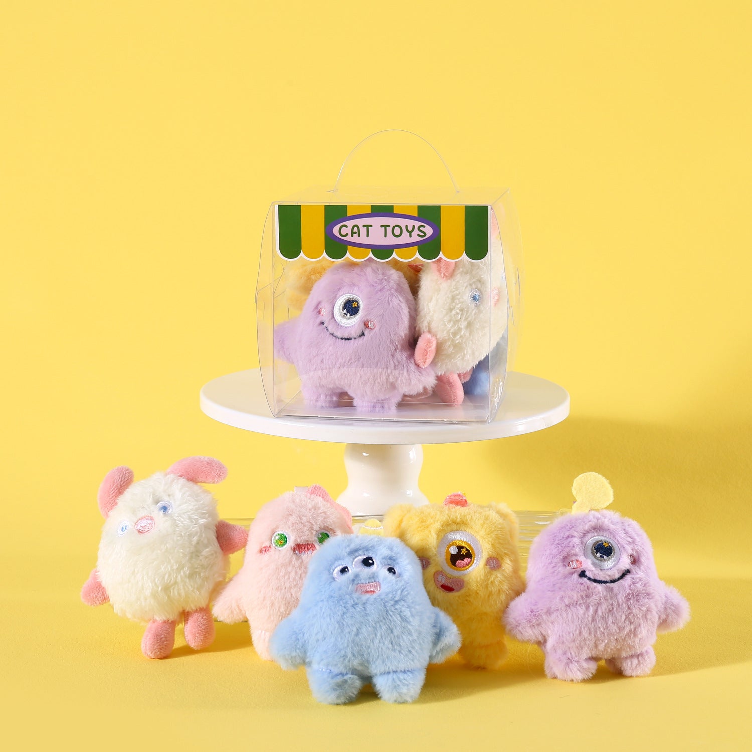 5pcs Interactive Plush Cat Toy with Bell – Soft Squeaky Crinkle Toy