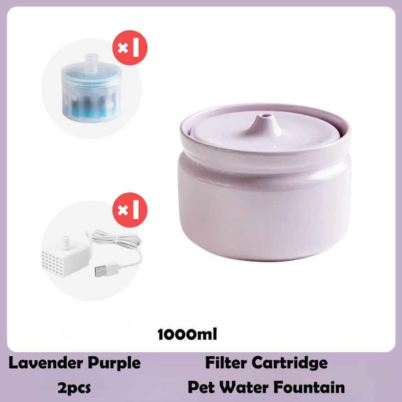 Zen-Inspired Ceramic Pet Fountain with Kiyoyu Motif｜Silent Flow｜Oriental Aesthetic for Cats & Dogs