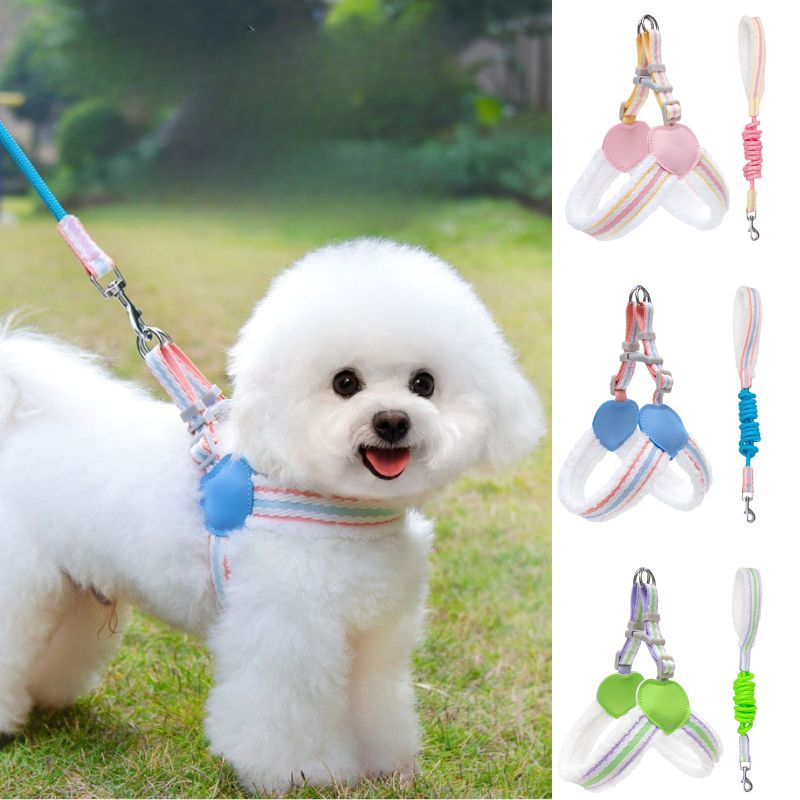 Pastel Dog Harness with Hearts – All Sizes+ Free Leash