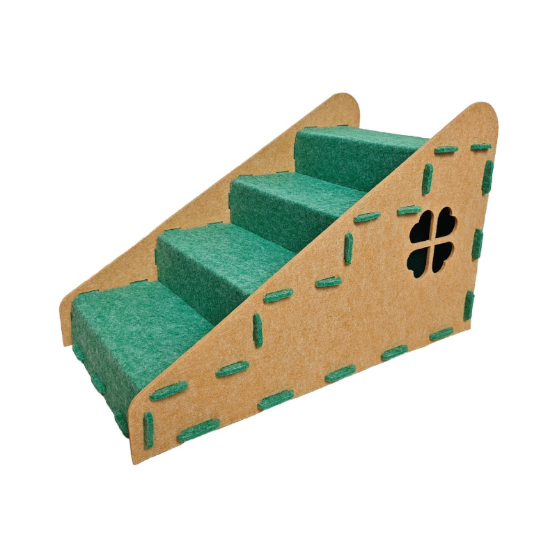 Felt Pet Stairs with Hideout – 4-Step Cat & Small Dog Stairs for Bed and Sofa