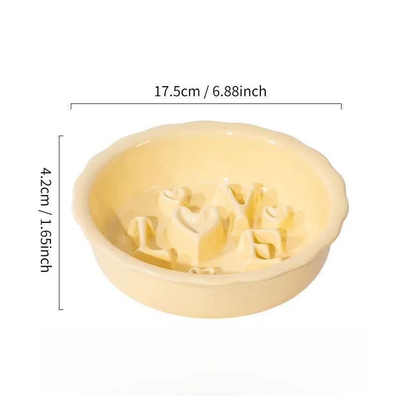 Love Series Ceramic Dog Slow Food Bowl Cat Small Dog Anti-choking Anti-slip Cervical Cute Pet Bowl Slow Food Basin - NoKa&AuroraStone