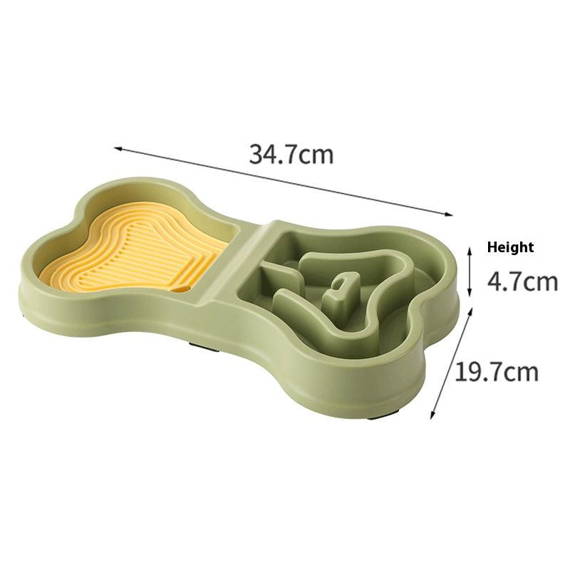 Pet Slow Food Bowl Slow Food Bowl for Dogs Anti-Tipped Cat Lick Pad Pet Double Bowl Dog Eatware Pet Dinner Plate - NoKa&AuroraStone