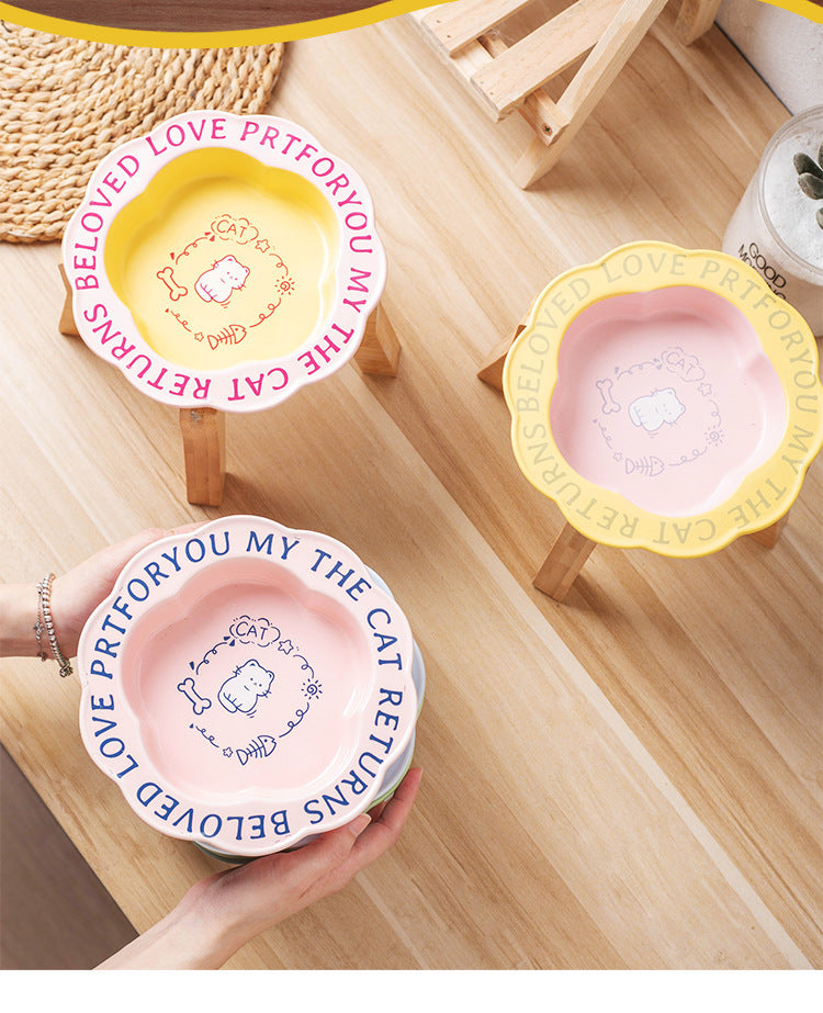 Princess-Style Porcelain Pet Bowl | Lace Edge & Easy-Clean